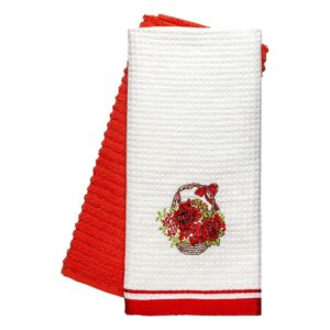 Beauty Home Ποτηρόπανα σετ 2τμχ Flowers Art 8822 40×60 Κόκκινο