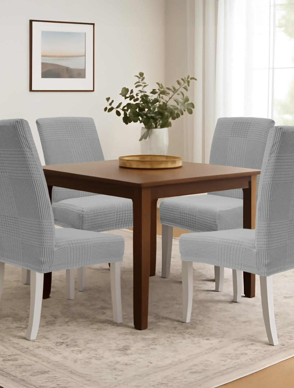 Ελαστικά καλύμματα τραπεζαρίας LINEPLAY GREY MADI