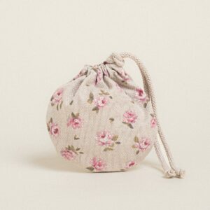 Beauty Home ΠΟΥΓΚΙ ΟΒΑΛ ΜΕ ΚΟΡΔΟΝΙ 13 x 14 cm ΜΙΝΙ ΦΛΟΡΑΛ ΜΠΕΖ