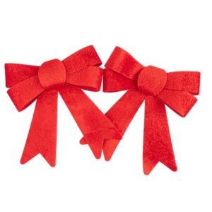 Beauty Home Σετ 2 Βελούδινων Κόκκινων Φιογκών με Γκλίτερ 15 x 17 cm