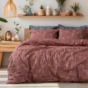 Beauty Home Σετ παπλωματοθήκη υπέρδιπλη Art 12216 Indra 100% Βαμβακοσατέν 300tc 230×250 Σάπιο μήλο