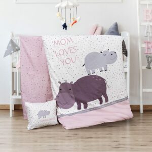 Beauty Home Σετ σεντόνια βρεφικά Hippo Art 5187 120×160 Εμπριμέ