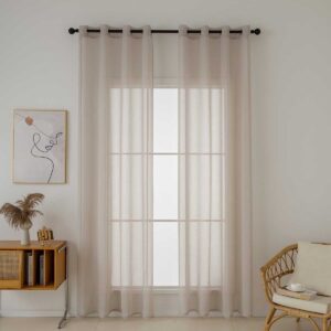 Beauty Home Κουρτίνα γάζα μονόχρωμη με 8 μεταλλικούς κρίκους Sharp Art 8448 140×270 Άμμου