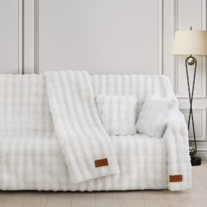 Beauty Home Γούνινο ριχτάρι Μονοθέσιο Pop Art 8724 180×160 Λευκό