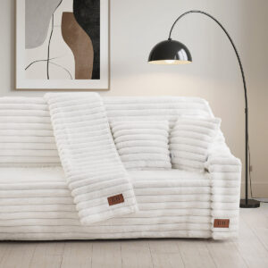 Beauty Home Γούνινο ριχτάρι Μονοθέσιο Stripe Art 8728 180×160 Λευκό