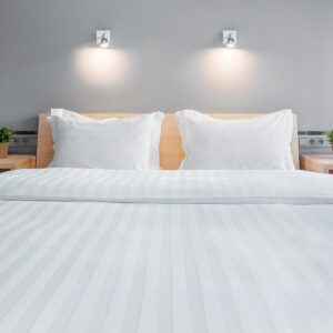 Beauty Home Παπλωματοθήκη King Size ξενοδοχείου Silky Percal Pennie Art Ε1027 250TC Satin Stripe 100% Cotton Λευκό 270×250+30