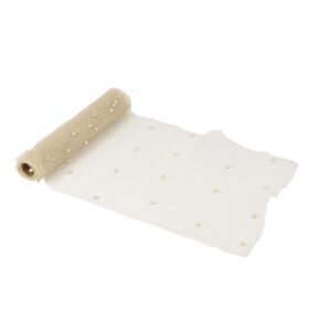 Beauty Home Ράννερ με πέρλες – Πράσινο Ευκάλυπτου οργάντζα 28 cm x 5 m